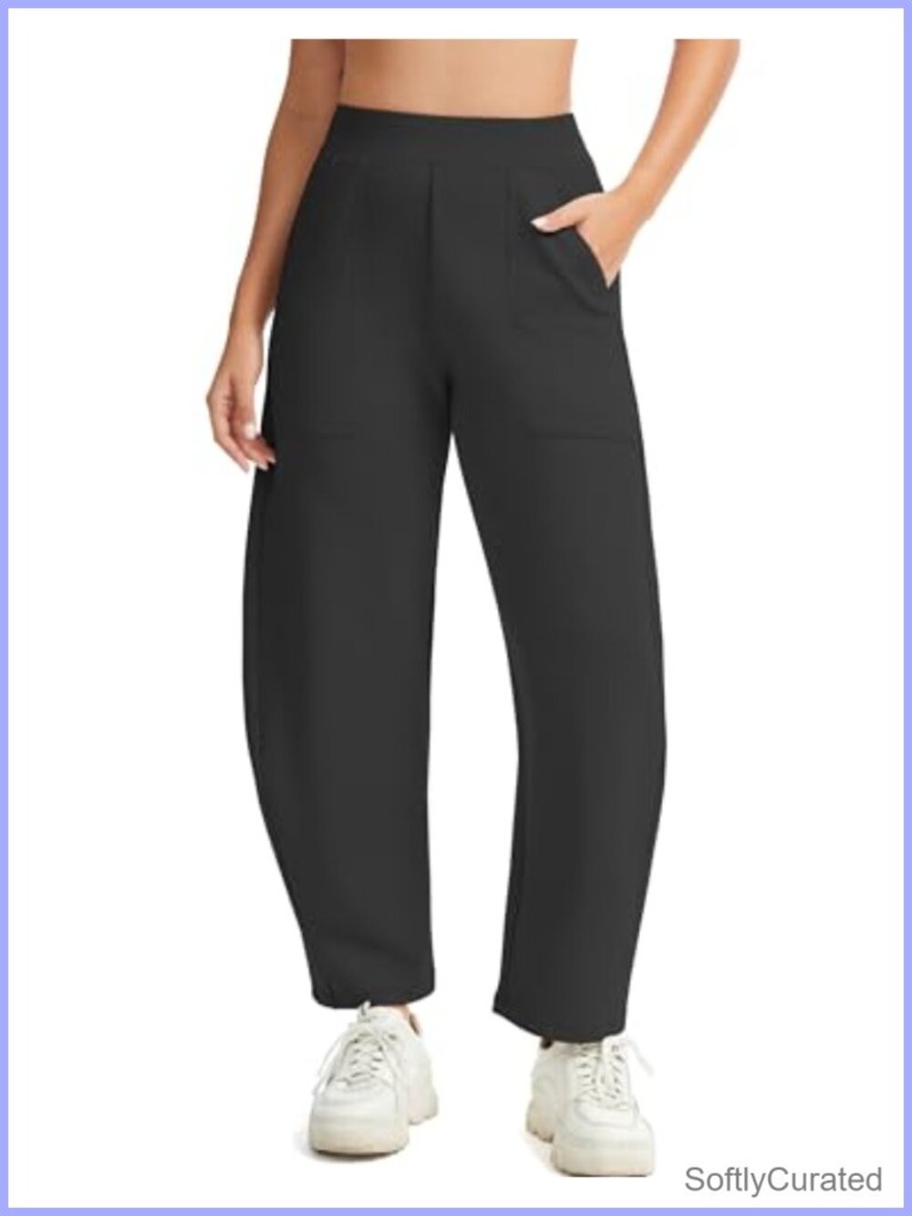 Wide Leg Barrel Sweatpants High Waisted Stretch Travel Pants